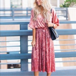 Pink velvet dress